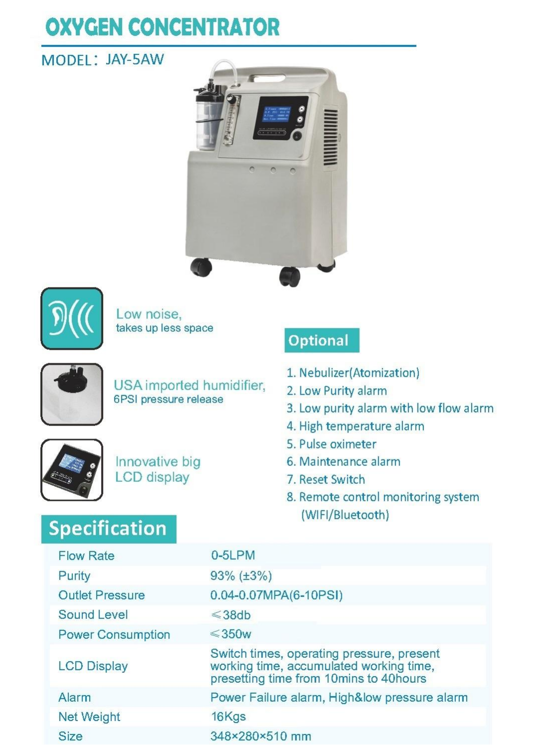 Zuurstofconcentratorapparaat 5 l_aucma jay-5aw