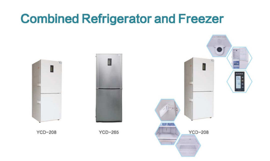 YCD-265, 100 Liter Freezer (-26--10º C) , 165 Liters Refrigerator (2-8º C), Pharmacy Refrigerator with Freezer